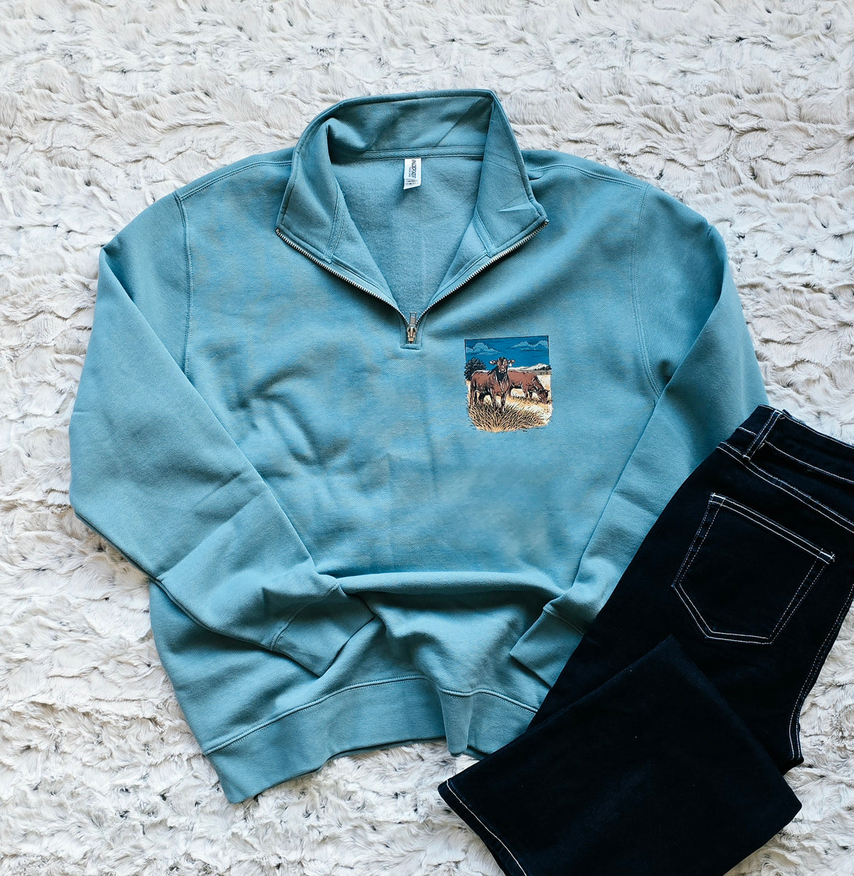Vintage Red Angus Quarter Zip