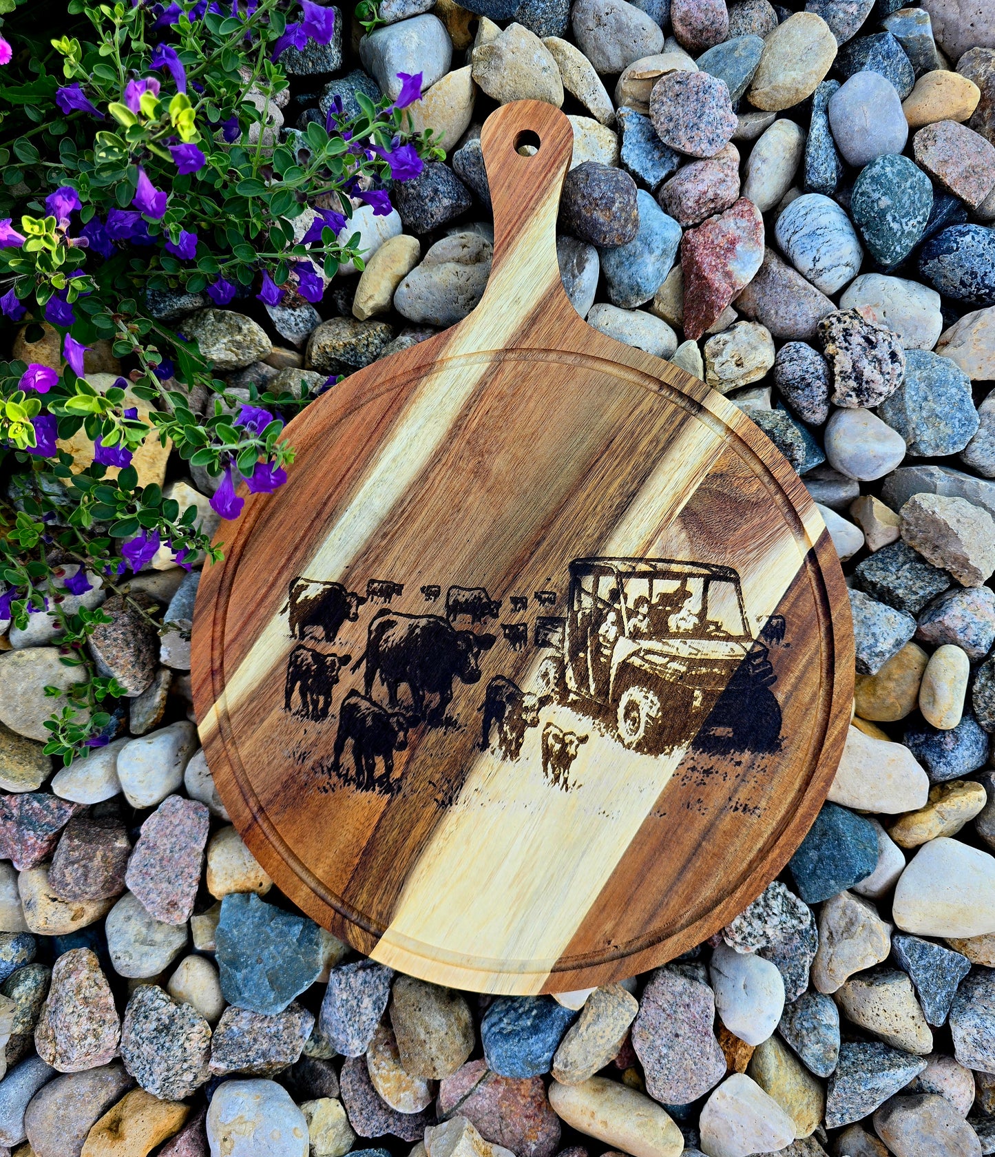 Cattle Checking Crew Cutting Board