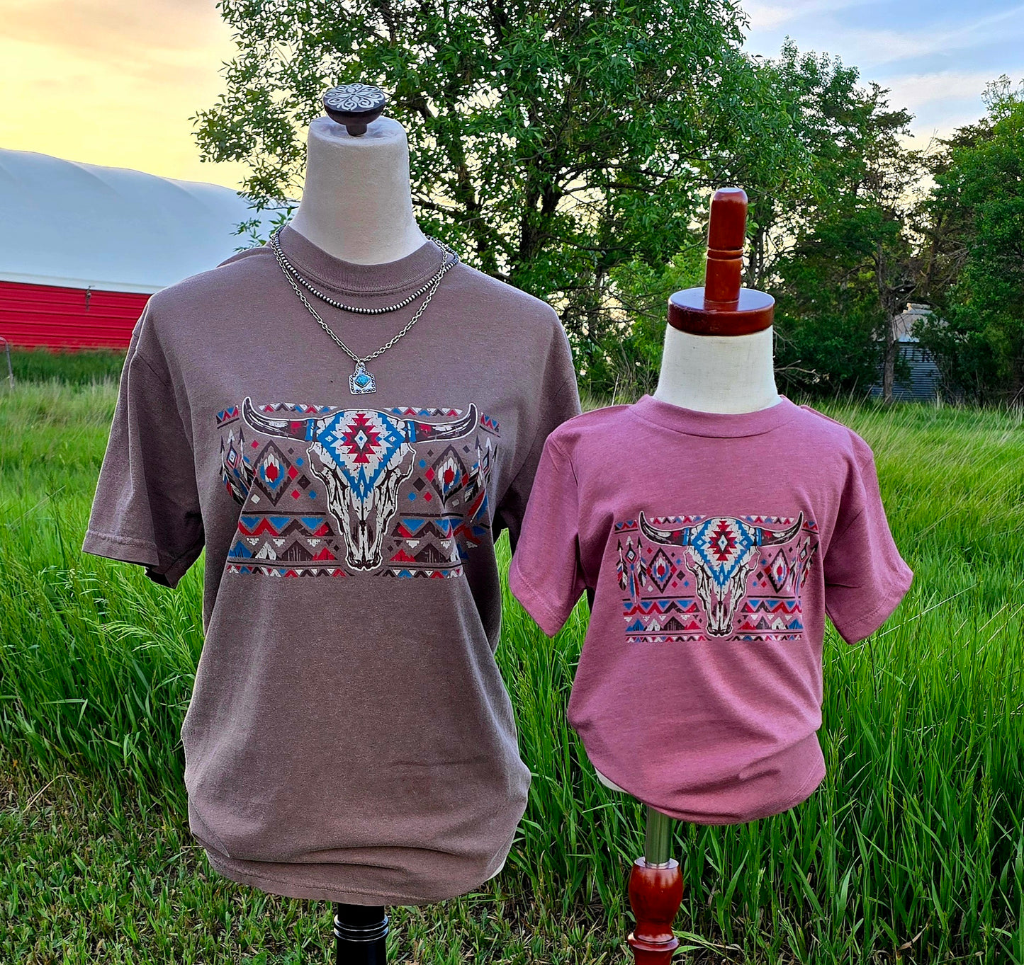 Aztec Bull Skull Tee